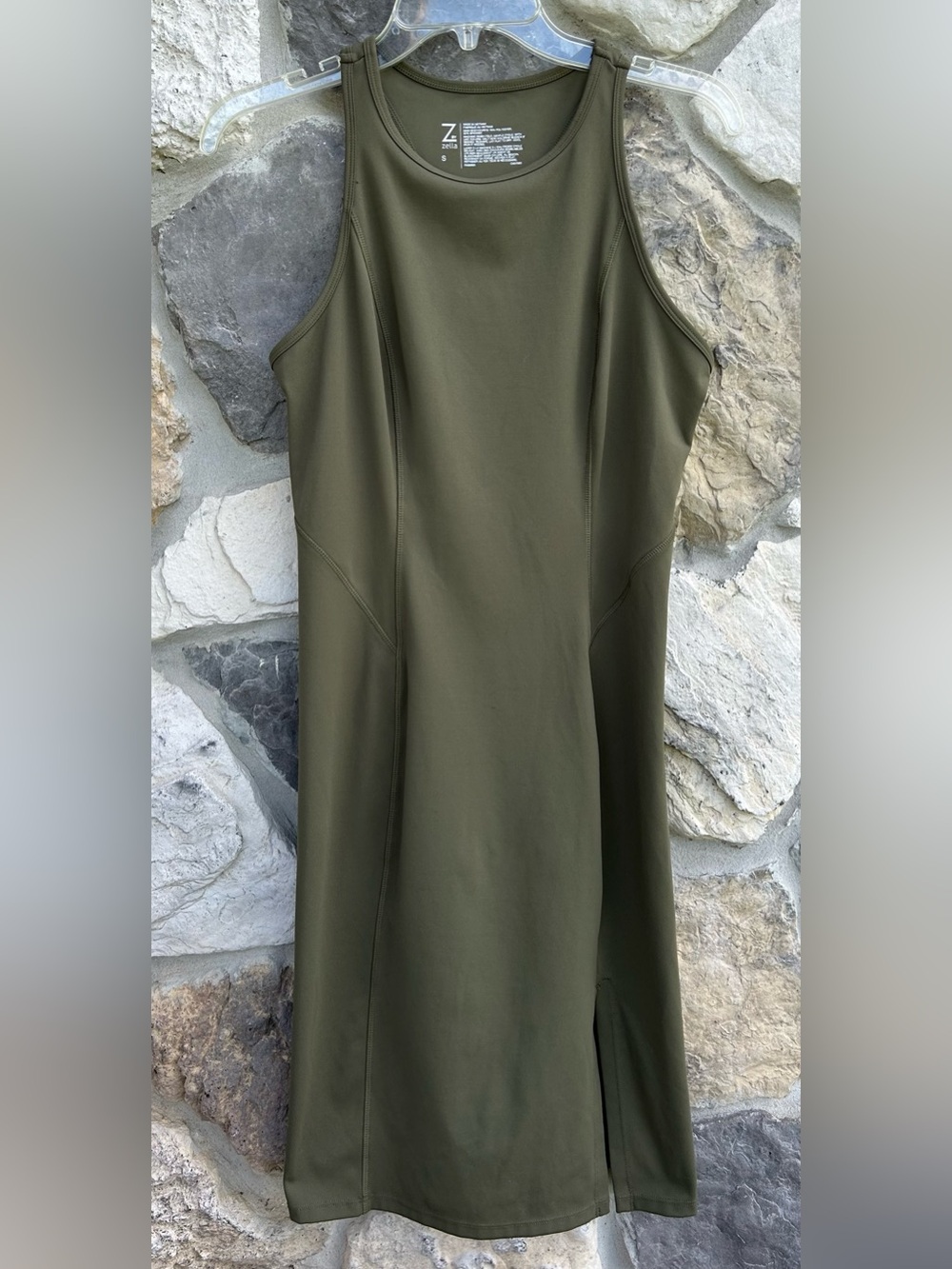 Zella Athletic Dress Size S Army Green Racerback Athleisure Casual Summer Dress